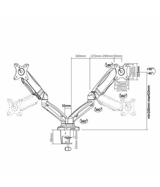 Soporte para 2 Monitores Aisens DT27TSR-045/ hasta 6.5kg - Imagen 3