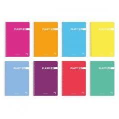 Cuaderno plastipac 90 grs. tapa polipropileno folio 80 hojas liso con margen surtido pacsa 16567 pack 5 unidades