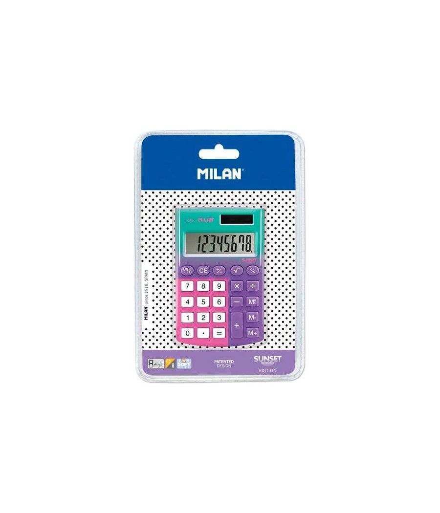 Milan calculadora 8 digitos pocket sunset blíster lila/rosa