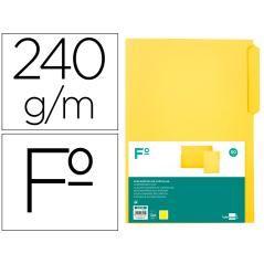 Subcarpeta cartulina liderpapel folio pestaña superior 240g/m2 amarillo pack 50 unidades