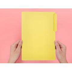 Subcarpeta cartulina liderpapel folio pestaña superior 240g/m2 amarillo pack 50 unidades