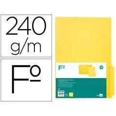 Subcarpeta cartulina liderpapel folio pestaña inferior 240g/m2 amarillo pack 50 unidades