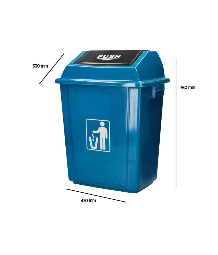 Papelera contenedor q-connect plástico con tapa de balancin 58 litros 470x330x760 mm azul