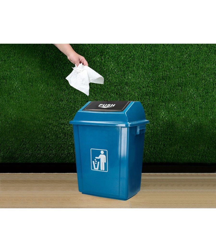 Papelera contenedor q-connect plástico con tapa de balancin 58 litros 470x330x760 mm azul