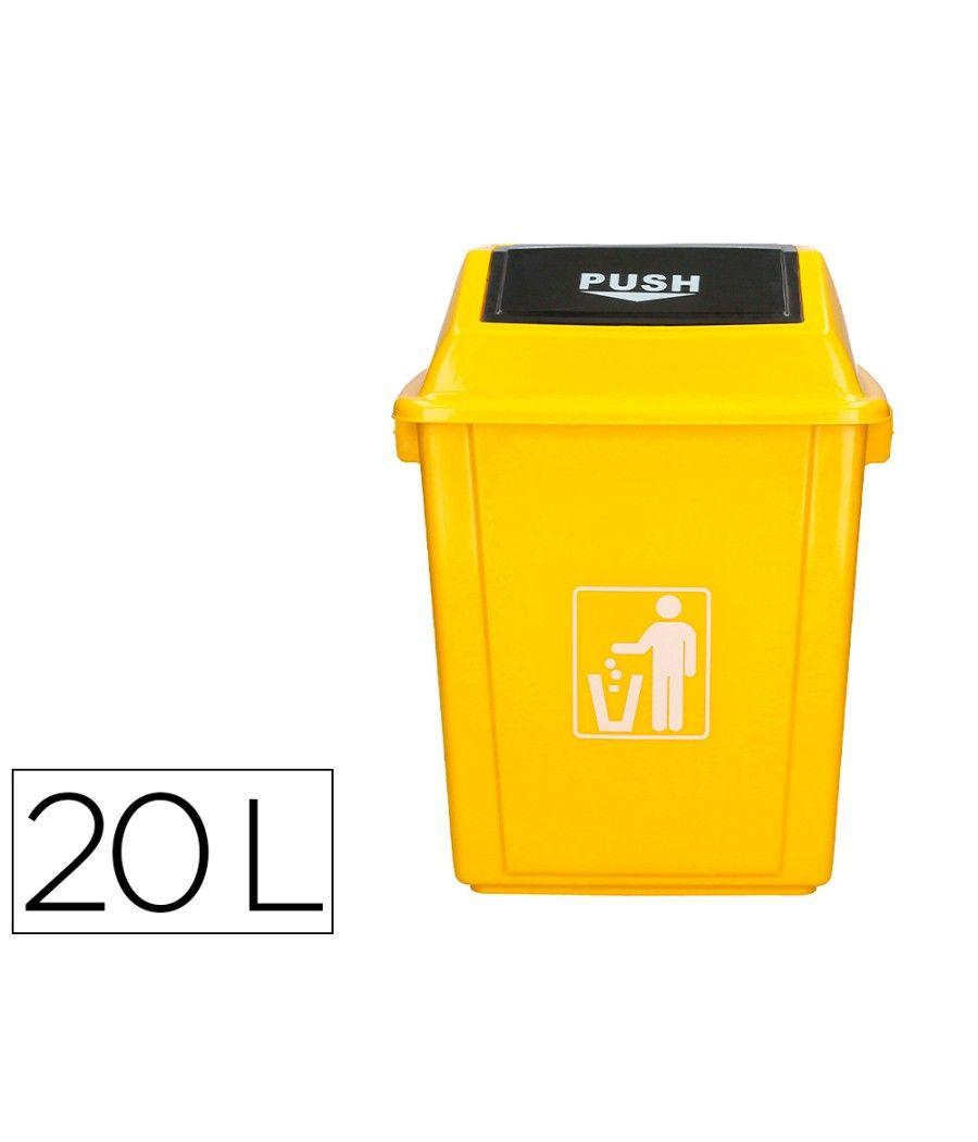 Papelera contenedor q-connect plástico con tapa de balancin 20 litros 340x240x450 mm azul