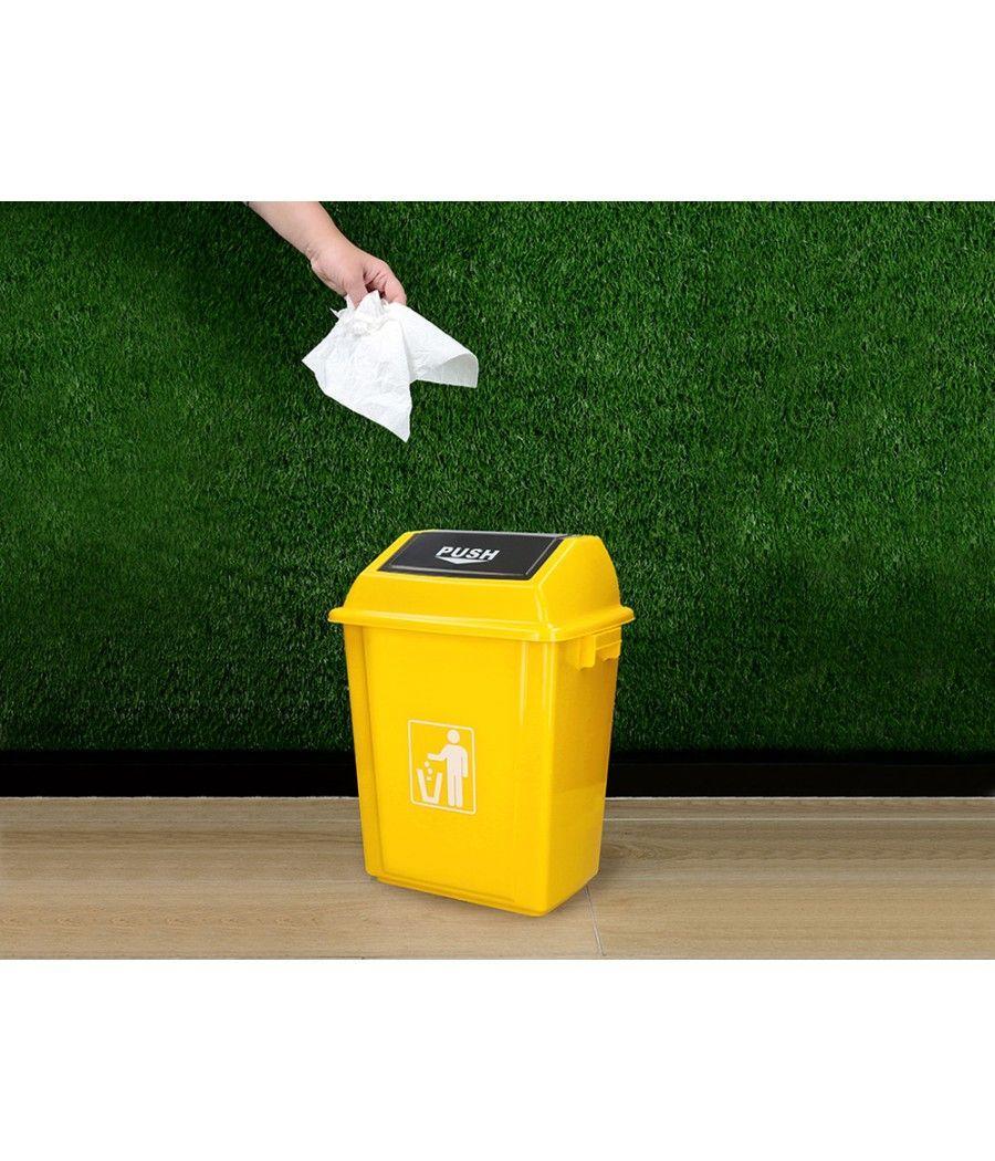 Papelera contenedor q-connect plástico con tapa de balancin 20 litros 340x240x450 mm azul