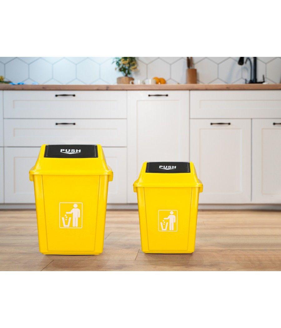 Papelera contenedor q-connect plástico con tapa de balancin 20 litros 340x240x450 mm azul