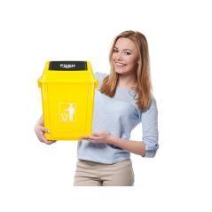 Papelera contenedor q-connect plástico con tapa de balancin 20 litros 340x240x450 mm azul