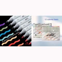 Alex bog estuche 12 rotuladores professional brush market basic colors doble punta biselada/pincel c/surtidos