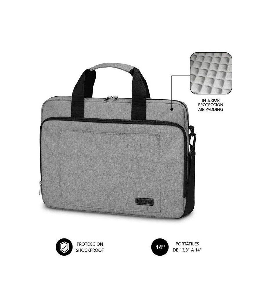 Maletín Subblim Air Padding Laptop Bag para Portátiles hasta 14'/ Cinta para Trolley/ Gris - Imagen 1