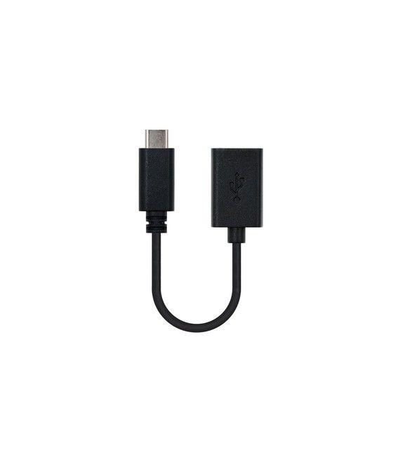 Nanocable USB 2.0, 0.15m cable USB 0,15 m USB C USB A Negro - Imagen 1