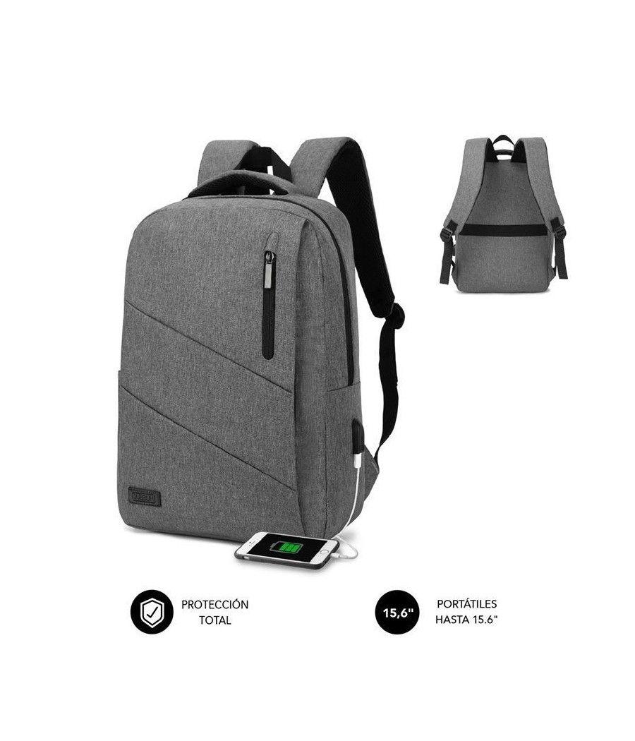 Mochila Subblim City Backpack para Portátiles hasta 15.6'/ Puerto USB/ Gris - Imagen 1
