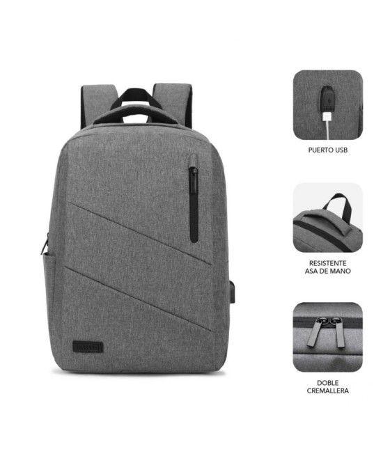 Mochila Subblim City Backpack para Portátiles hasta 15.6'/ Puerto USB/ Gris - Imagen 2