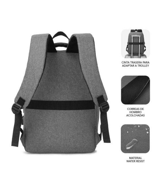 Mochila Subblim City Backpack para Portátiles hasta 15.6'/ Puerto USB/ Gris - Imagen 3