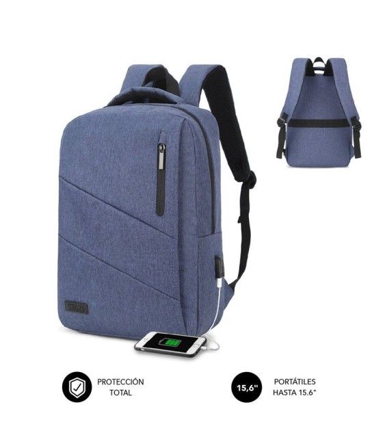 Mochila Subblim City Backpack para Portátiles hasta 15.6'/ Puerto USB/ Azul - Imagen 1