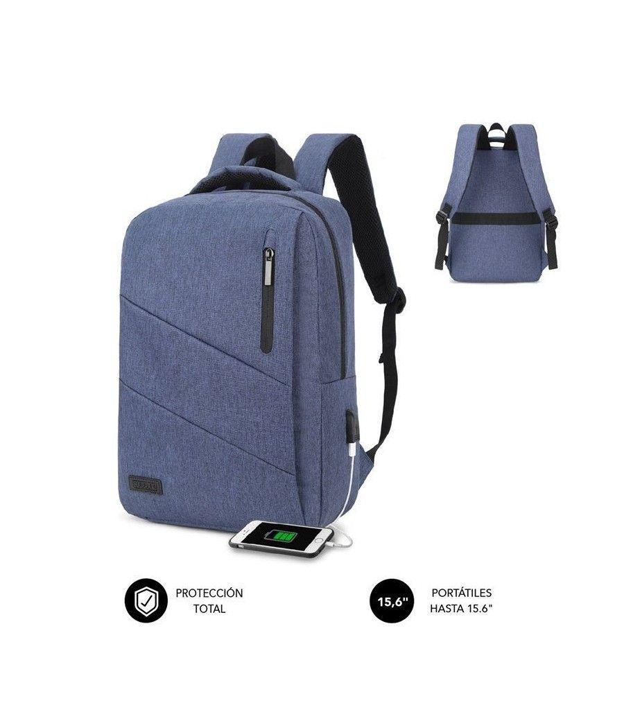 Mochila Subblim City Backpack para Portátiles hasta 15.6'/ Puerto USB/ Azul - Imagen 1
