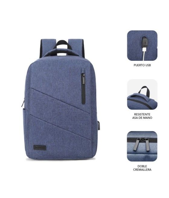 Mochila Subblim City Backpack para Portátiles hasta 15.6'/ Puerto USB/ Azul - Imagen 2