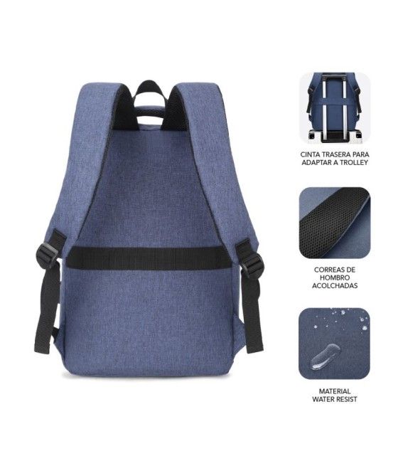 Mochila Subblim City Backpack para Portátiles hasta 15.6'/ Puerto USB/ Azul - Imagen 3