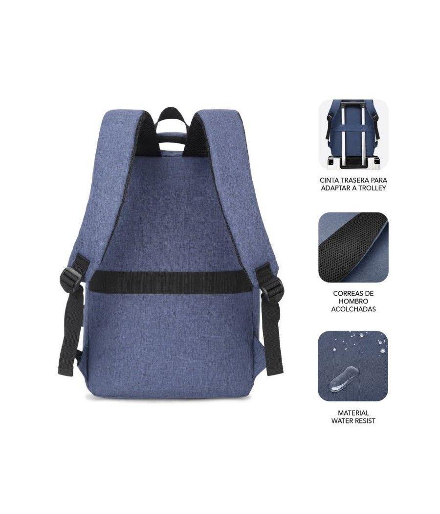 Mochila Subblim City Backpack para Portátiles hasta 15.6'/ Puerto USB/ Azul - Imagen 3