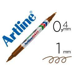 Rotulador artline marcador permanente ek-041t marron -doble punta 0.4 y 1.0 mm pack 12 unidades