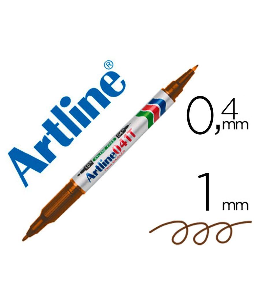 Rotulador artline marcador permanente ek-041t marron -doble punta 0.4 y 1.0 mm pack 12 unidades