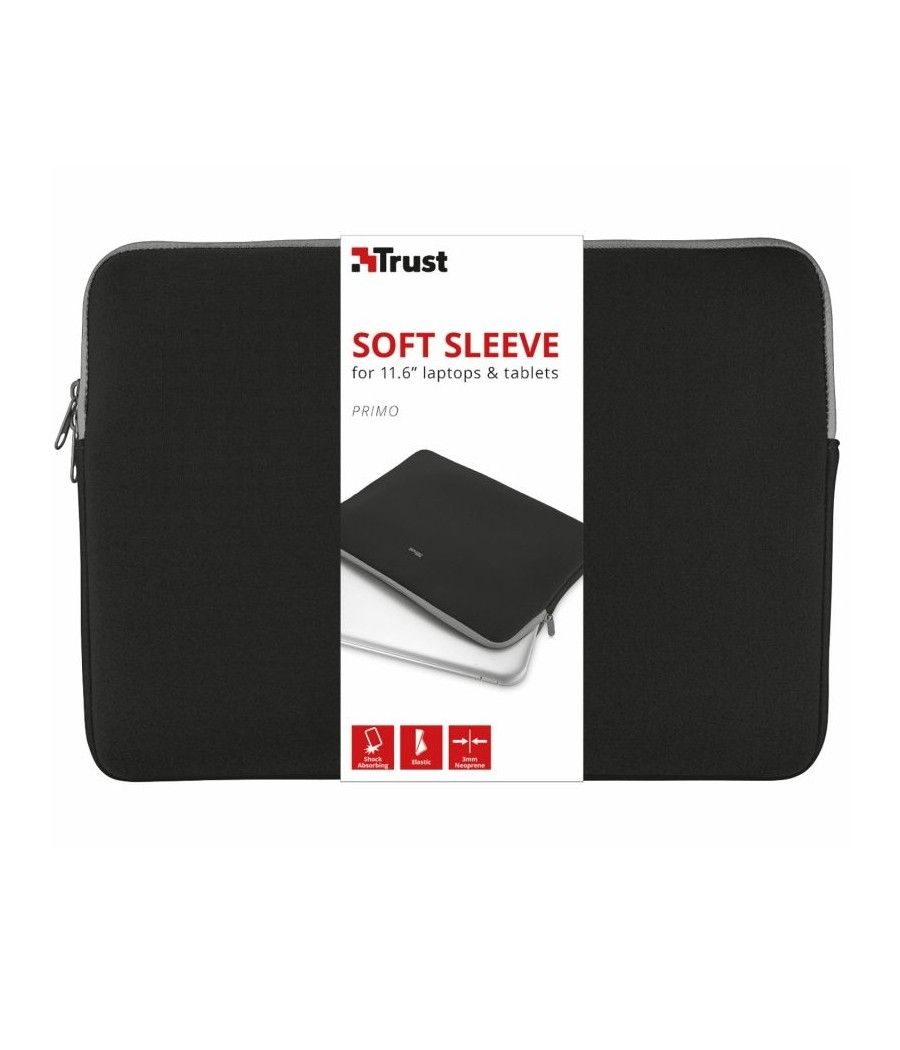 Funda Trust Primo Soft Sleeve para Portátiles/ Tablets hasta 11.6'/ Negra - Imagen 1