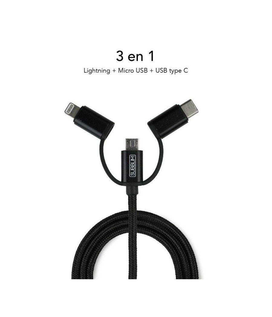 Cargador de Coche Subblim SUB-CHG-4CC002/ 2xUSB + Cable USB 3 en 1/ 2.4A/ Negro - Imagen 3