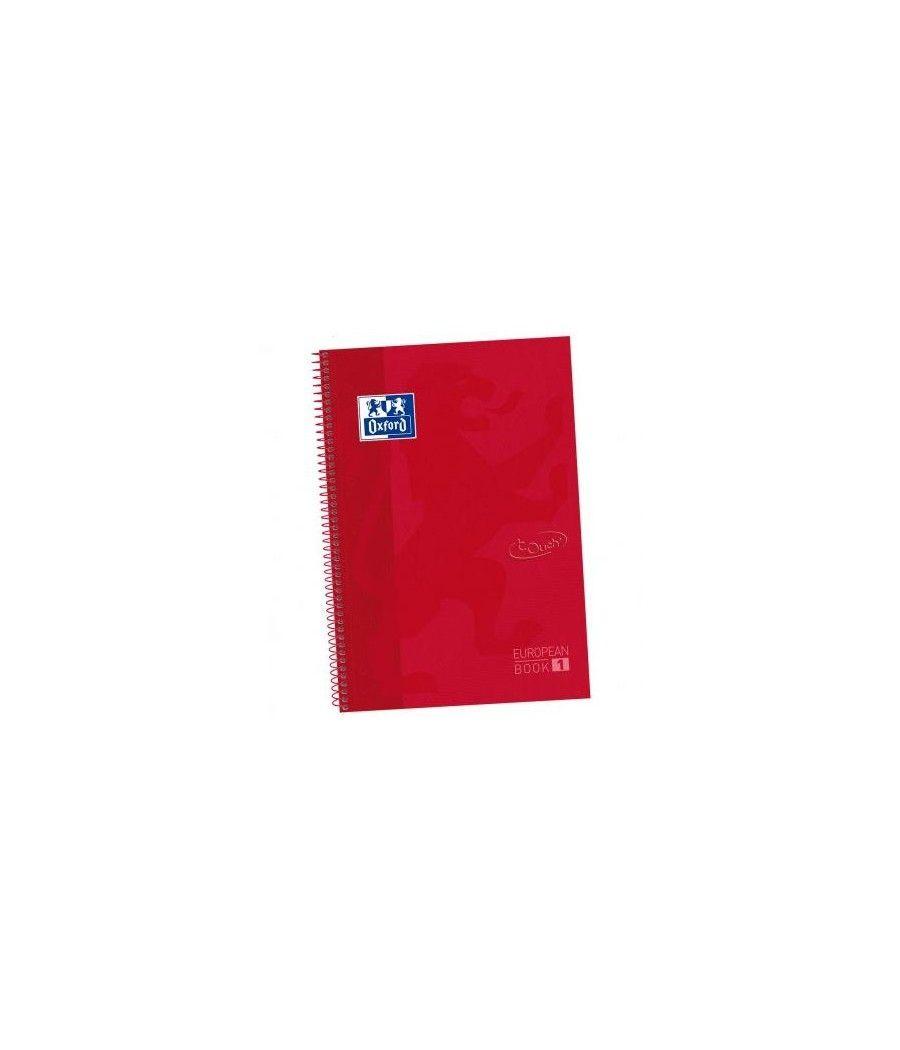 Oxford cuaderno europeanbook 1 touch microperforado write & erase a4+ 80h 5x5mm t/extradura carmín