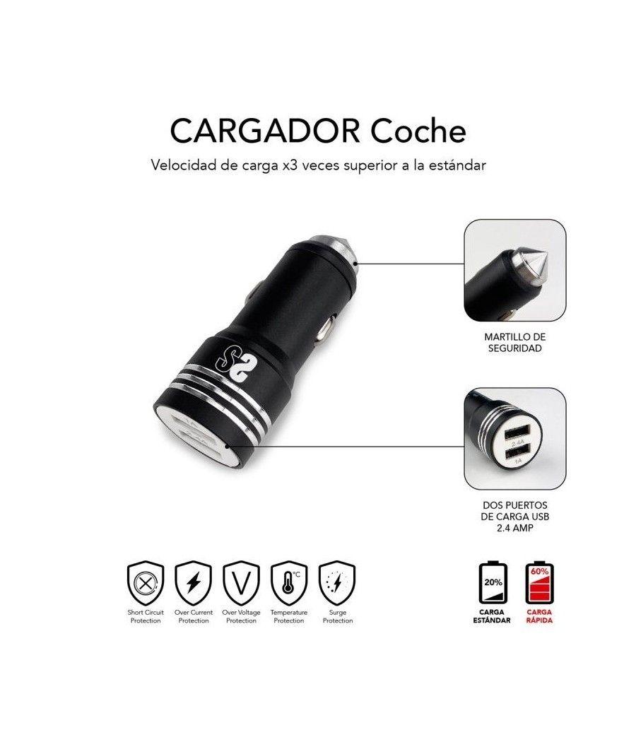 Cargador de Coche Subblim SUB-CHG-4CC002/ 2xUSB + Cable USB 3 en 1/ 2.4A/ Negro - Imagen 5