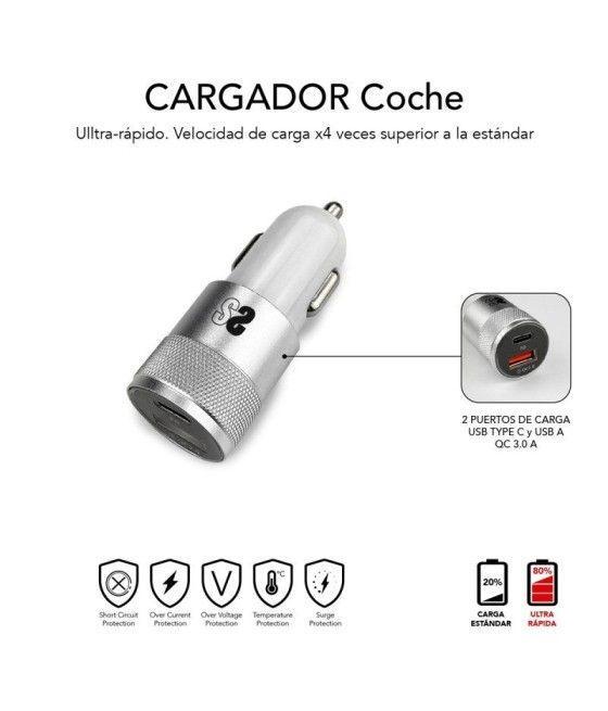 Cargador de Coche Subblim SUB-CHG-5CPD01/ 2xUSB + Cable USB Tipo-C/ 2.4A/ Plata - Imagen 4