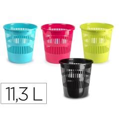 Papelera plástico plastiforte redonda colores surtidos 11,3 l 275x275x280 mm pack 12 unidades