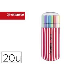 Rotulador stabilo punta de fibra pen 68 zebrui cereza estuche de 20 unidades colores surtidos