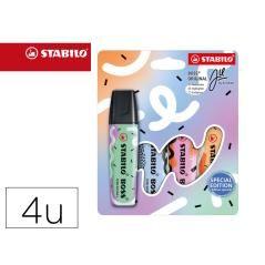 Rotulador stabilo boss fluorescente original pastel by ju schnee estuche de 4 colores surtidos