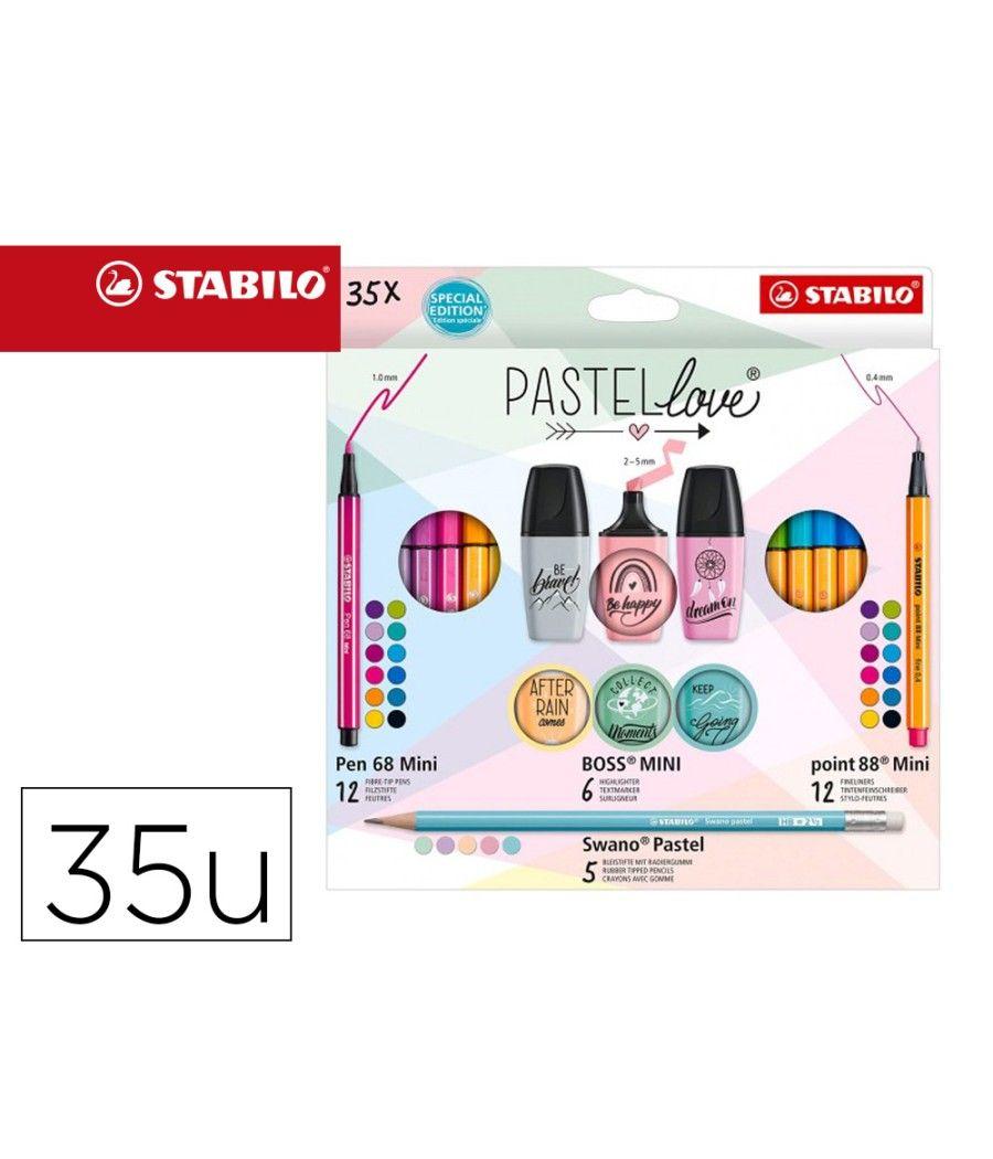 Set stabilo pastel love mini world pen 68 / point 88 / boss / swano 35 unidades surtidas