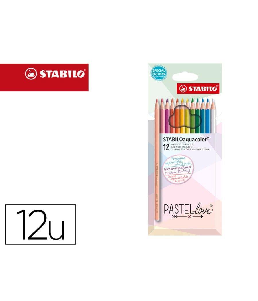 Lápices de colores stabilo aquacolor acuarelables pastel love estuche cartón de 12 colores surtidos