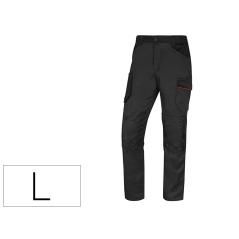 Pantalón de trabajo deltaplus con cintura elástica 7 bolsillos color gris-rojo talla l