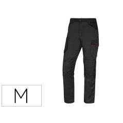 Pantalón de trabajo deltaplus con cintura elástica 7 bolsillos color gris-rojo talla m