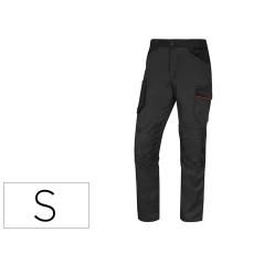 Pantalón de trabajo deltaplus con cintura elástica 7 bolsillos color gris-rojo talla s