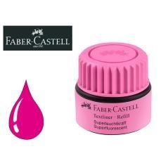 Tinta rotulador faber castell textliner fluorescente 1549 con sistema capilar color rosa frasco de 30 ml