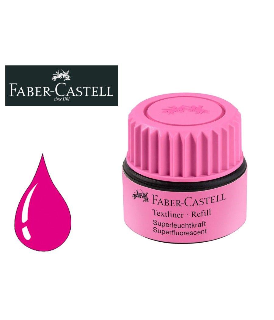 Tinta rotulador faber castell textliner fluorescente 1549 con sistema capilar color rosa frasco de 30 ml