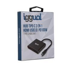 Iggual hub tipo c 3 en 1 hdmi usb3.0 pd100w