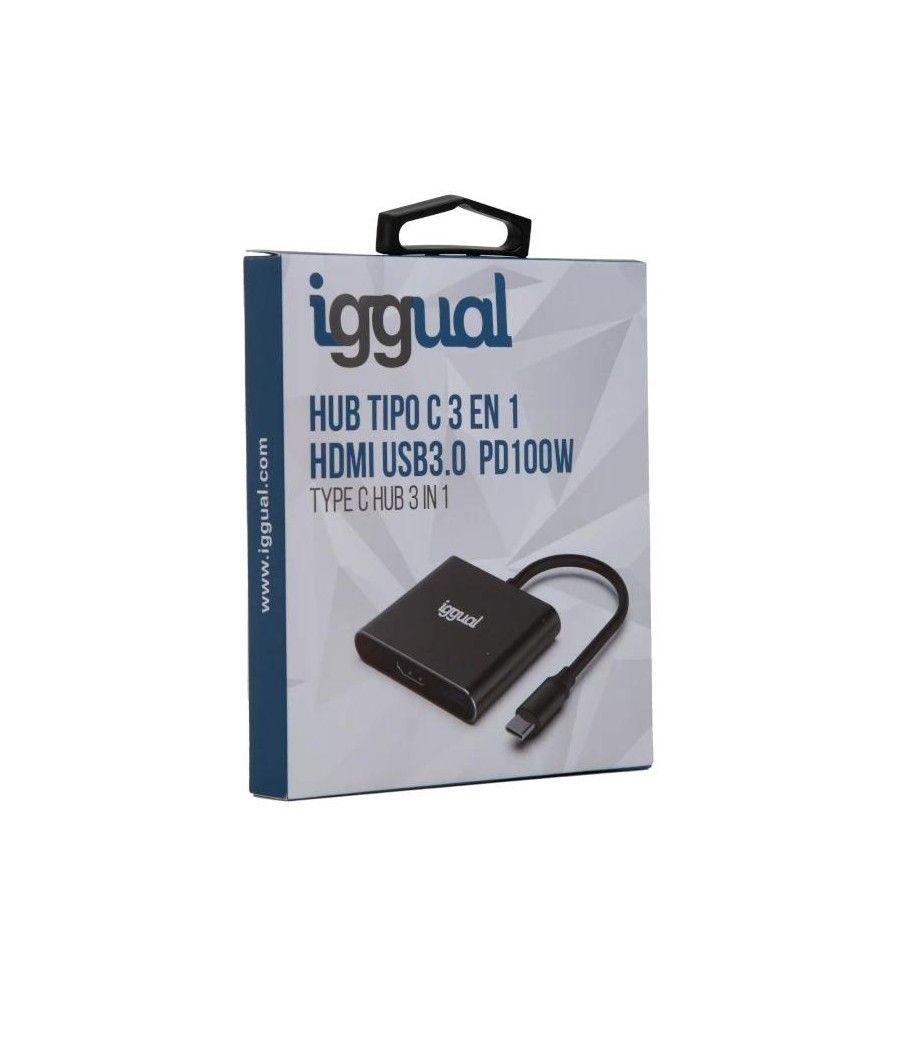 Iggual hub tipo c 3 en 1 hdmi usb3.0 pd100w