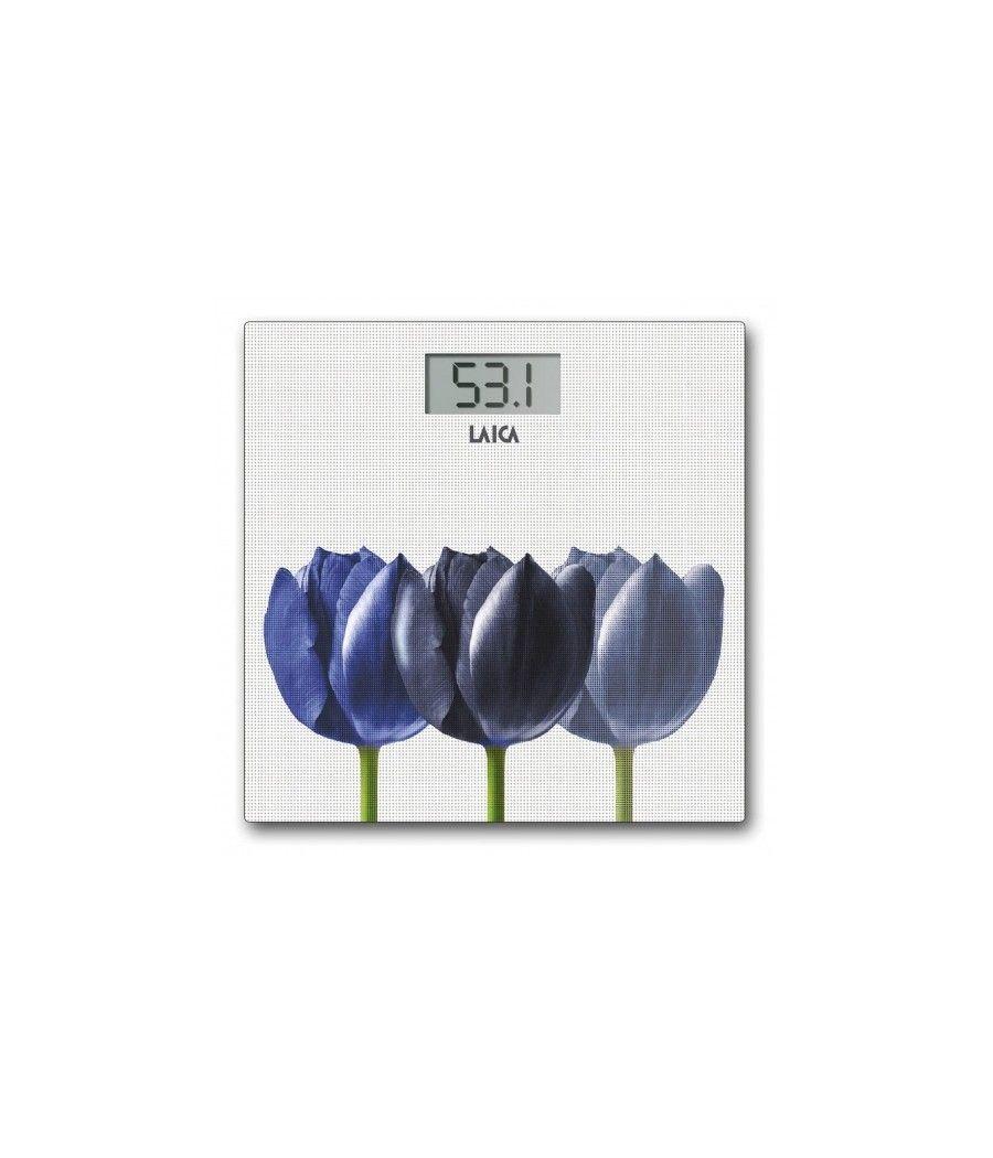 Bascula de baño electronica laica ps1075w blanco flores azules 180kg