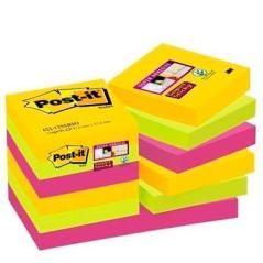 Post-it notas adhesivas super sticky 3 colores lugares carnival 47,6x47,6 -12 blocs- 90hojas