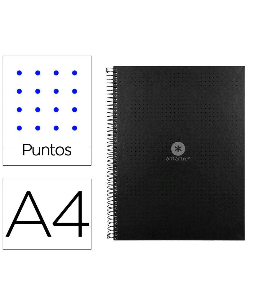 Cuaderno espiral liderpapel a4 micro antartik tapa forrada80h 90 gr rayado puntos 1 banda 4 taladros negro