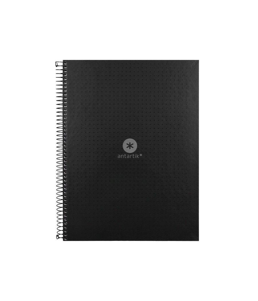 Cuaderno espiral liderpapel a4 micro antartik tapa forrada80h 90 gr rayado puntos 1 banda 4 taladros negro