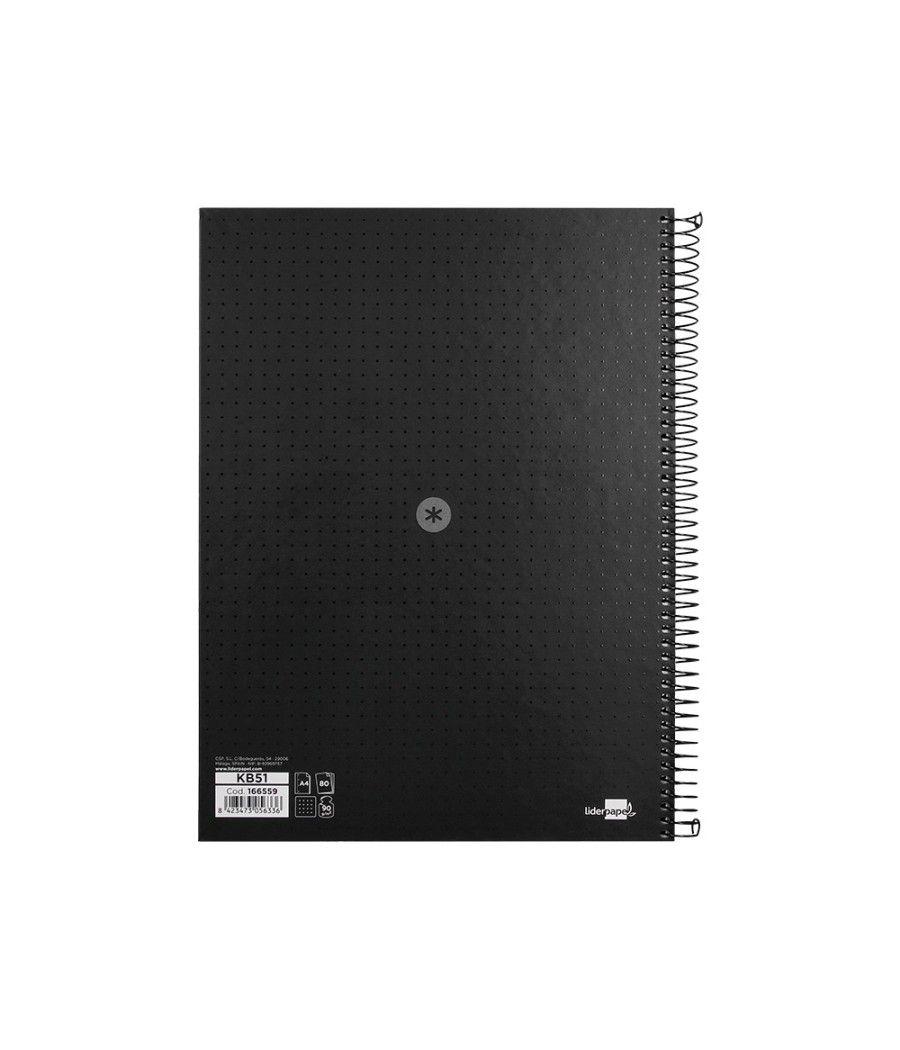 Cuaderno espiral liderpapel a4 micro antartik tapa forrada80h 90 gr rayado puntos 1 banda 4 taladros negro