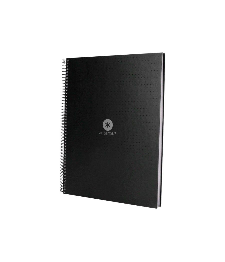 Cuaderno espiral liderpapel a4 micro antartik tapa forrada80h 90 gr rayado puntos 1 banda 4 taladros negro