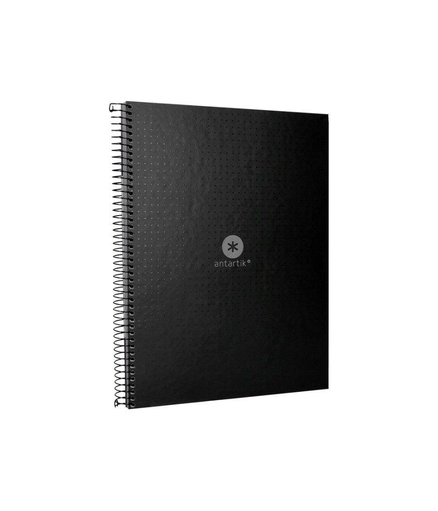 Cuaderno espiral liderpapel a4 micro antartik tapa forrada80h 90 gr rayado puntos 1 banda 4 taladros negro