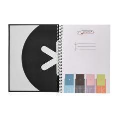 Cuaderno espiral liderpapel a4 micro antartik tapa forrada80h 90 gr rayado puntos 1 banda 4 taladros negro